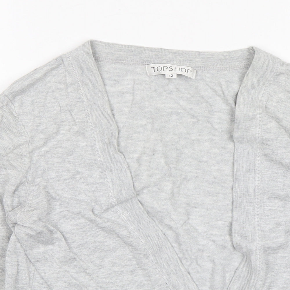 Topshop Womens Grey V-Neck  Viscose Cardigan Jumper Size 12