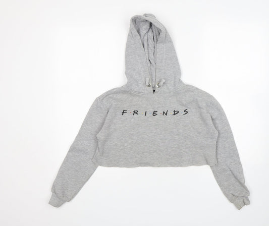 New Look Girls Grey  Cotton Pullover Hoodie Size 9 Years   - Friends