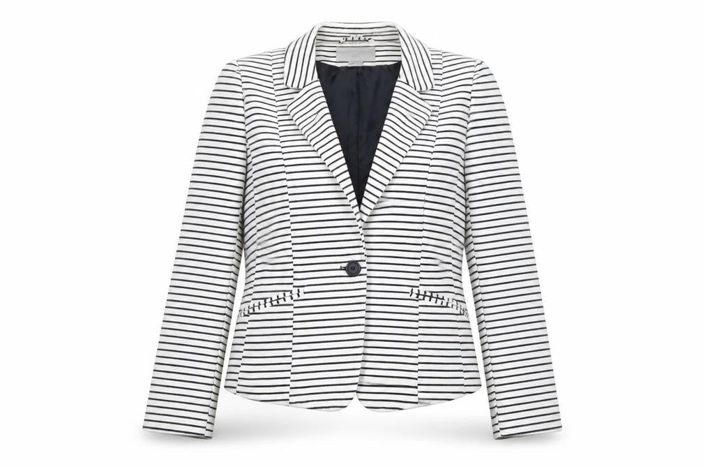 H&M Womens Multicoloured Striped Cotton Jacket Blazer Size 12