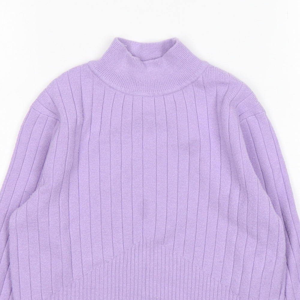 M&S Womens Purple Mock Neck  Viscose Pullover Jumper Size 10