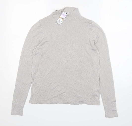 M&S Womens Grey Mock Neck  Acrylic Pullover Jumper Size 10
