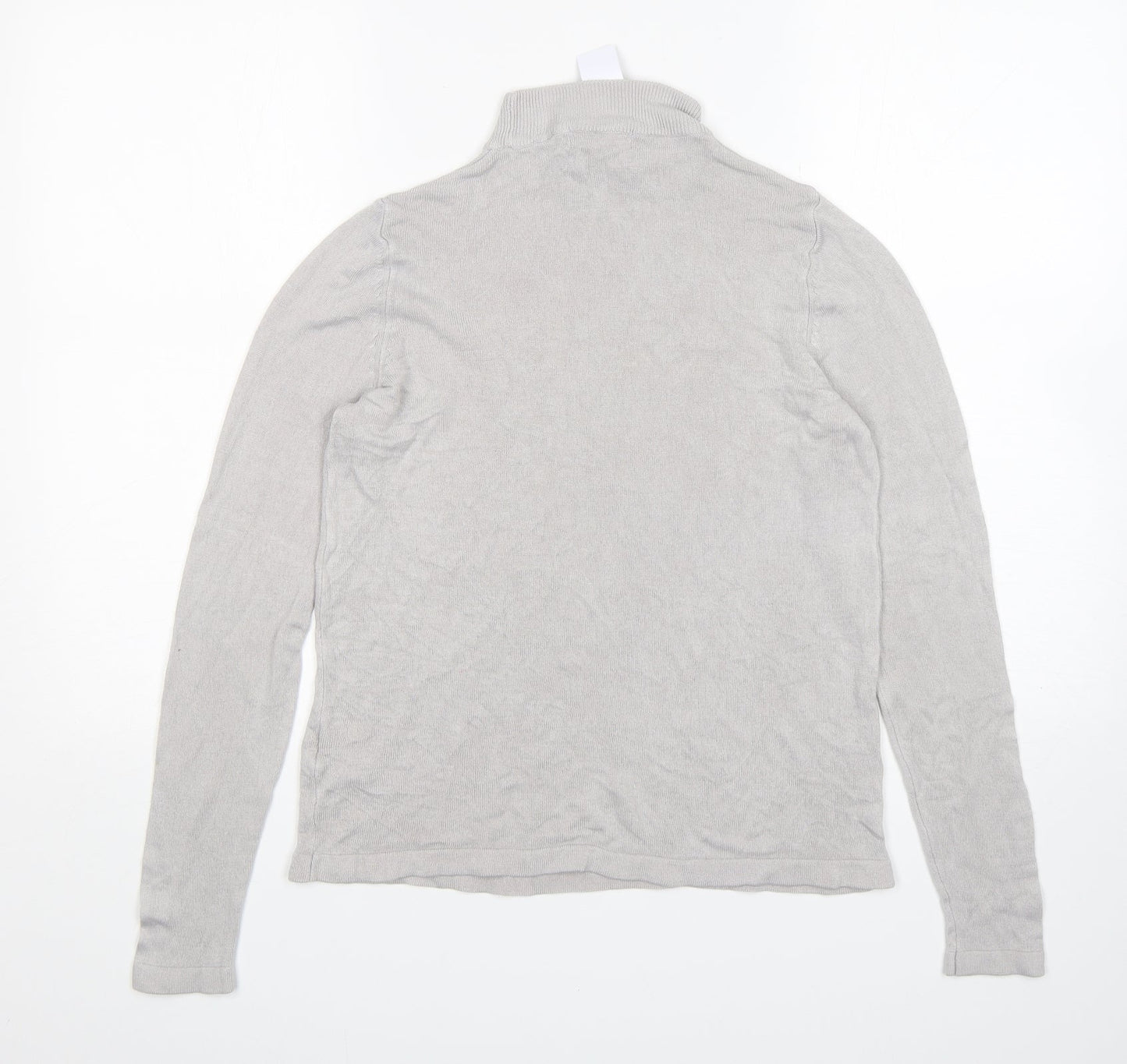 M&S Womens Grey Mock Neck  Acrylic Pullover Jumper Size 10