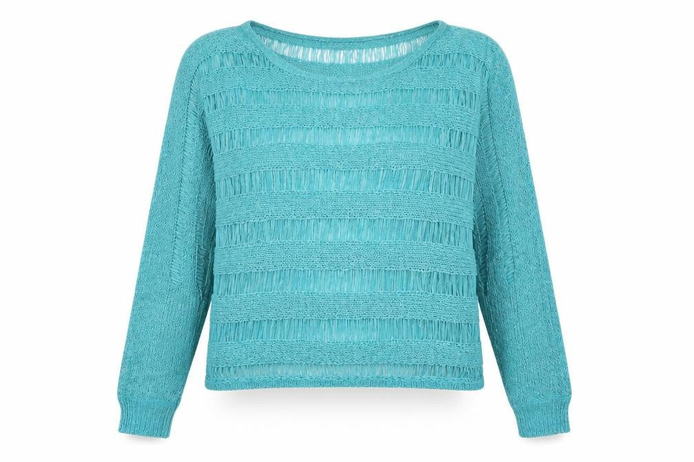 Laura Scott Womens Blue Crew Neck Striped Acrylic Pullover Jumper Size 14