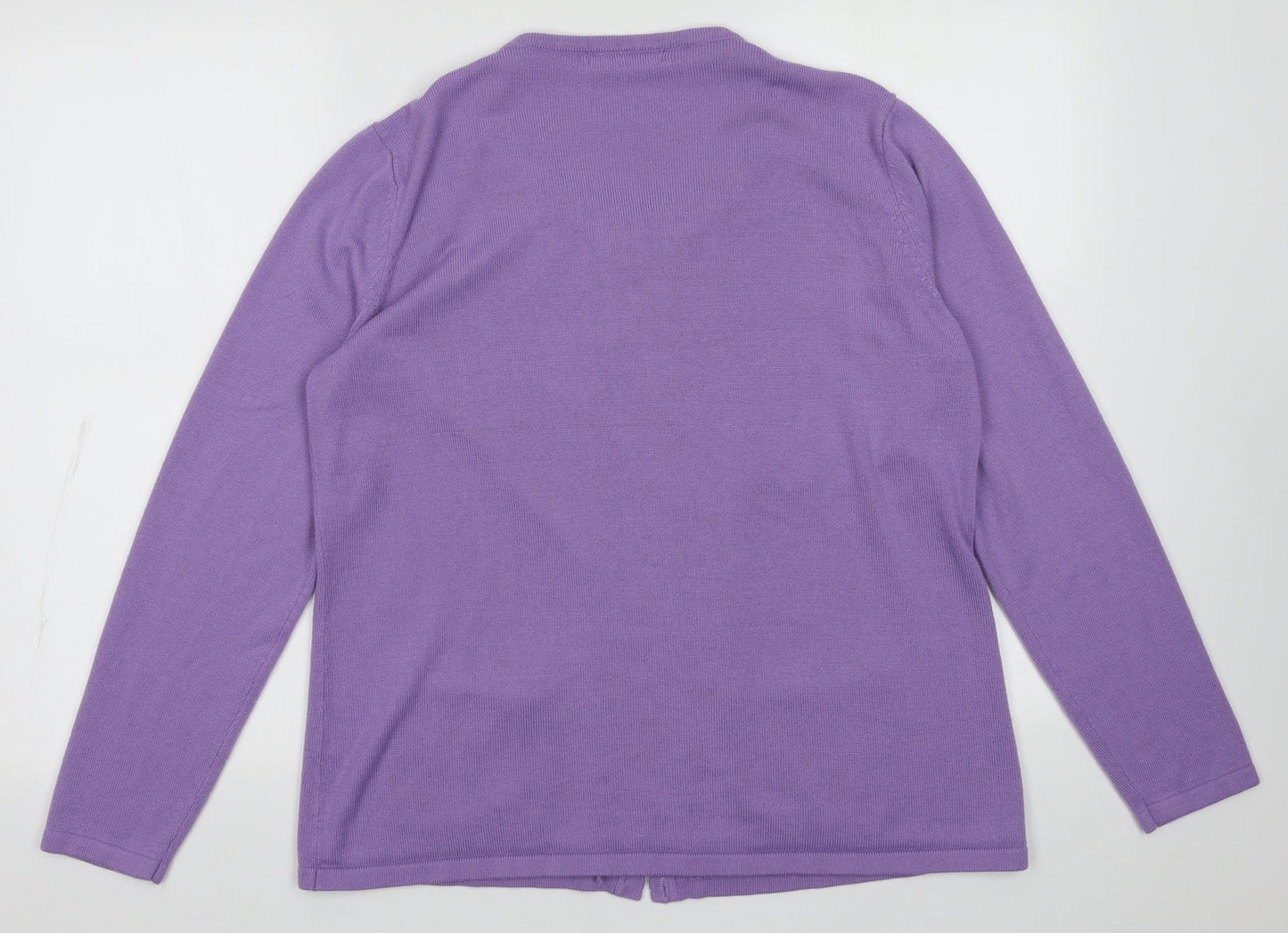 BM collection Womens Purple Crew Neck Fair Isle Acrylic Cardigan Jumper Size M