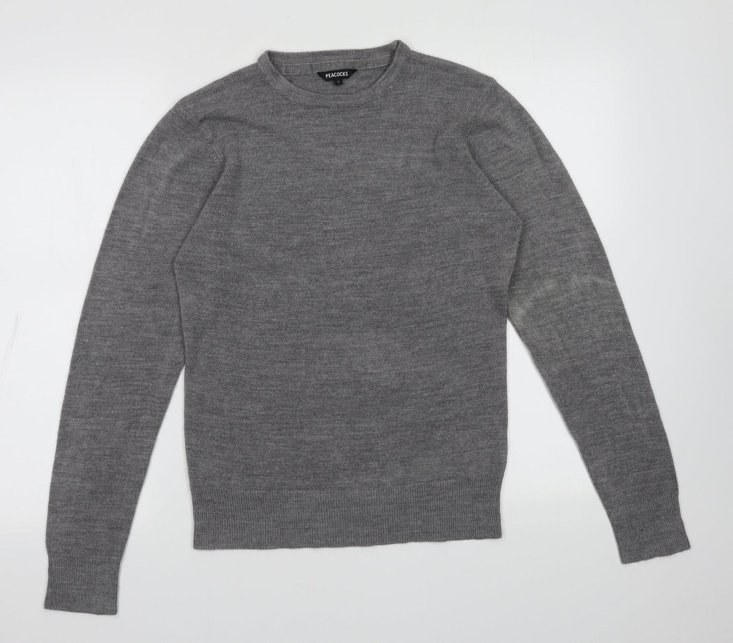 Peacocks Mens Grey  Acrylic Pullover Sweatshirt Size S