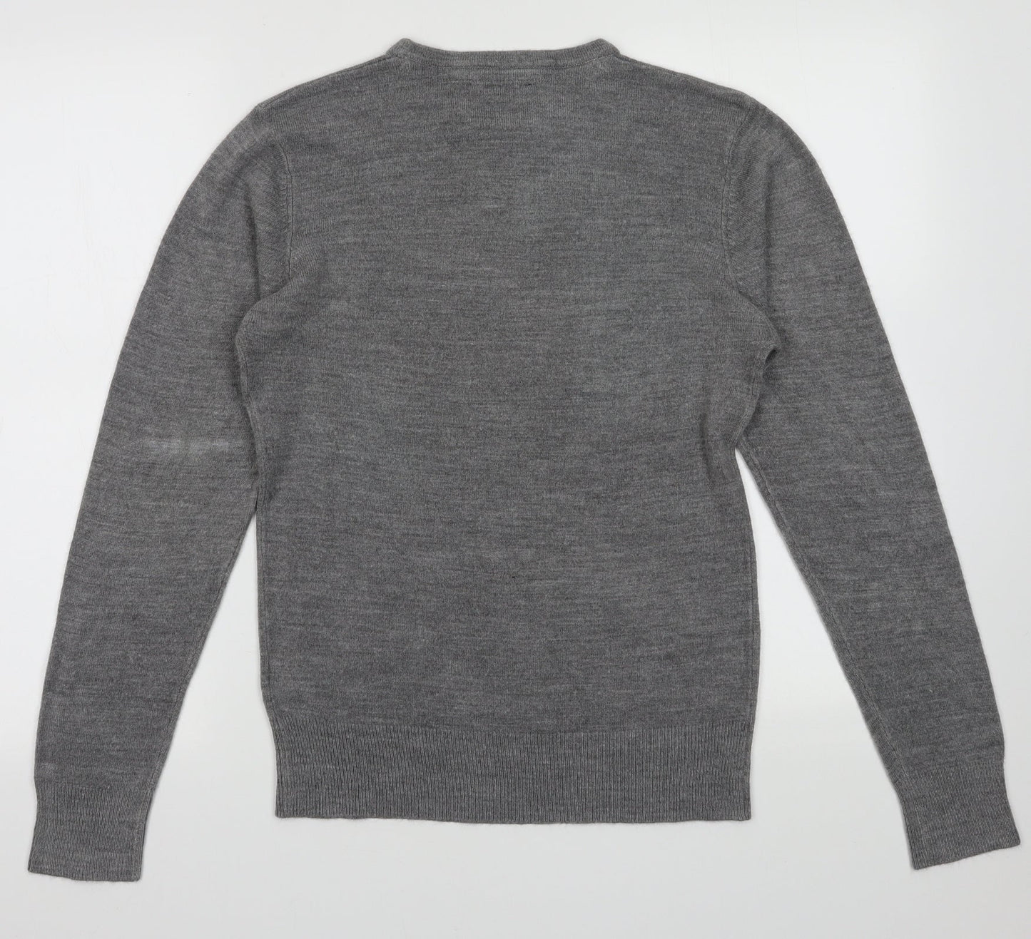 Peacocks Mens Grey  Acrylic Pullover Sweatshirt Size S