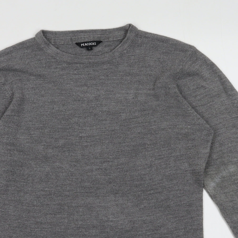 Peacocks Mens Grey  Acrylic Pullover Sweatshirt Size S