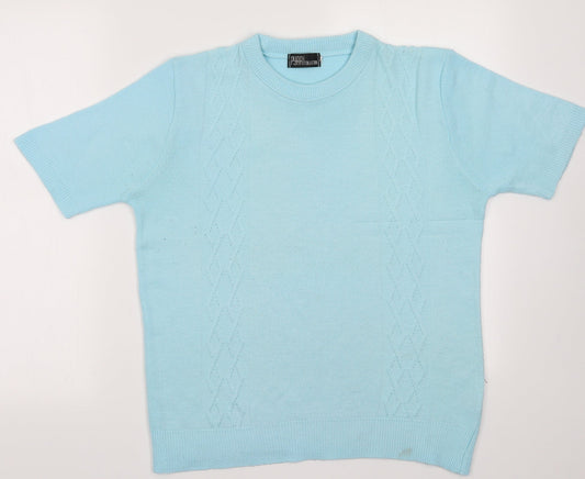 Pyari Womens Blue Argyle/Diamond Acrylic Pullover Sweatshirt Size M  Pullover