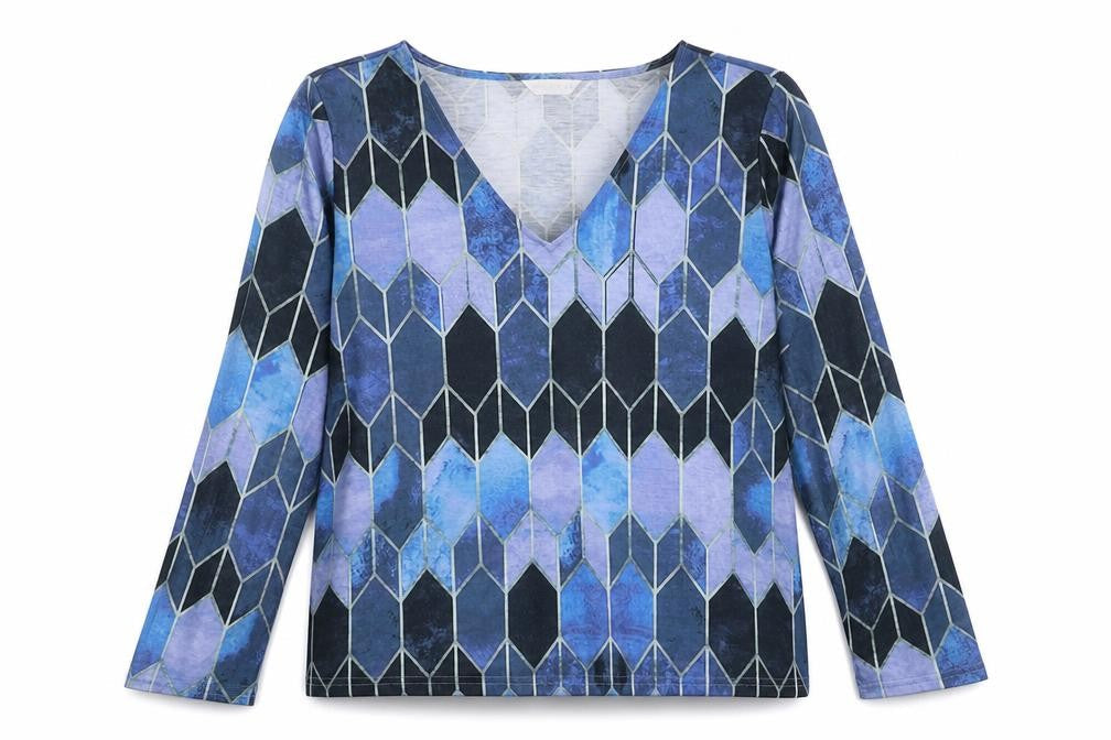 Preworn Womens Blue Argyle/Diamond Polyester Pullover Sweatshirt Size XL  Pullover