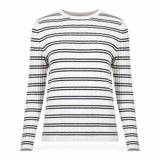 New Look Womens White Striped Viscose Pullover Sweatshirt Size 8  Pullover