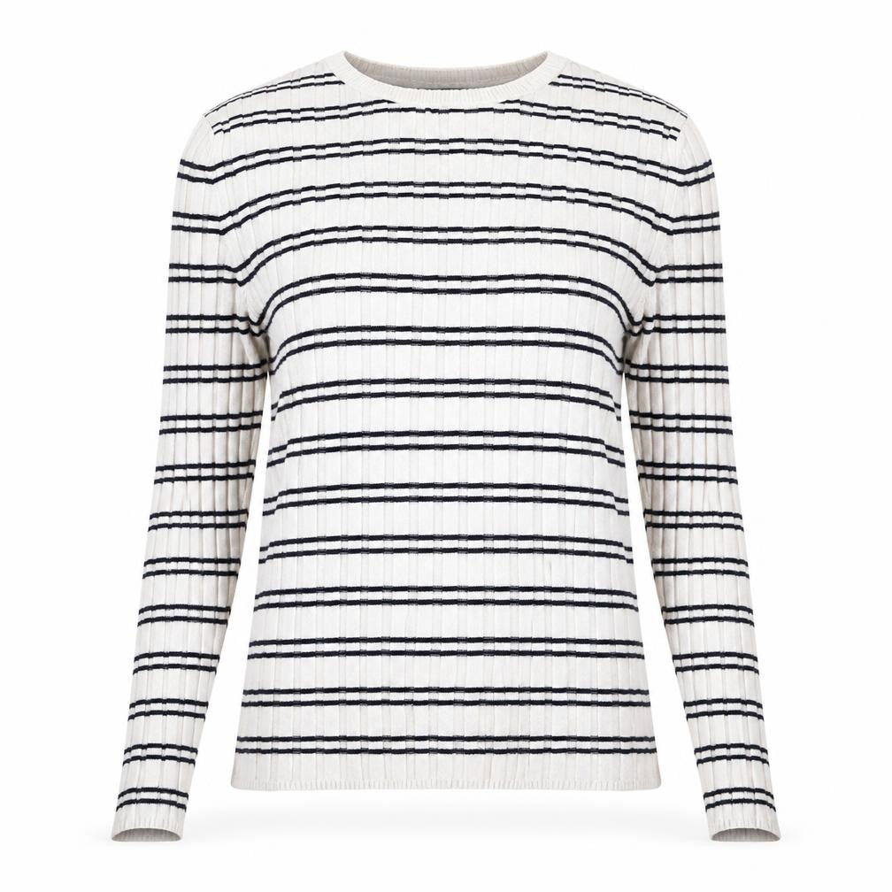 New Look Womens White Striped Viscose Pullover Sweatshirt Size 8  Pullover