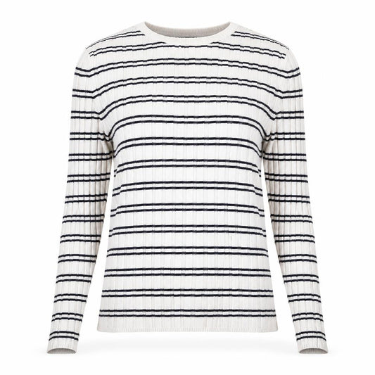 New Look Womens White Striped Viscose Pullover Sweatshirt Size 8  Pullover