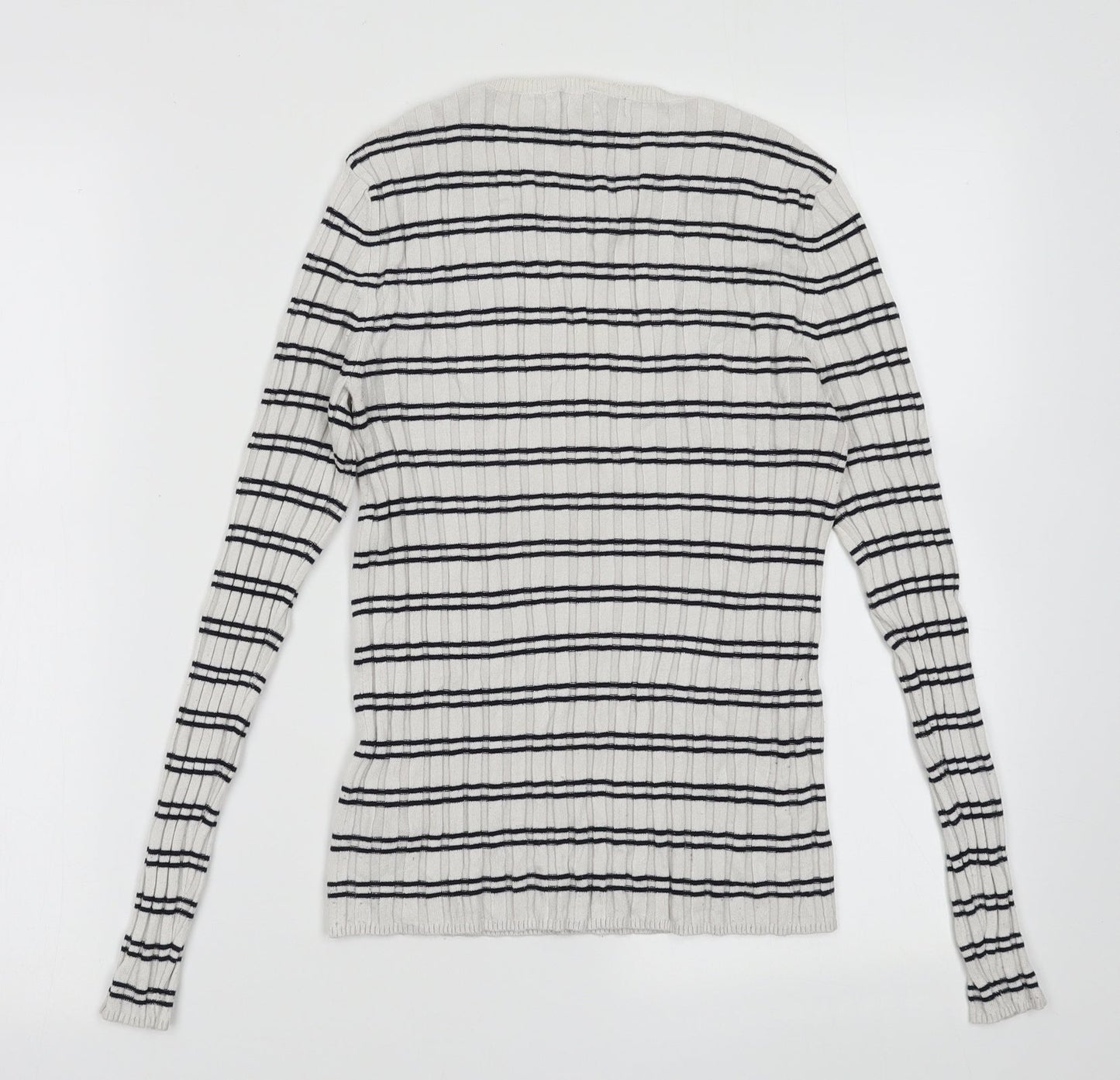 New Look Womens White Striped Viscose Pullover Sweatshirt Size 8  Pullover