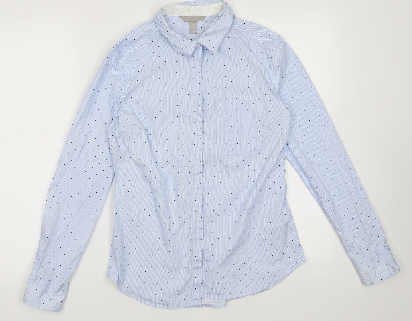 Blue Womens Pink  Cotton  Button-Up Size 8 Collared