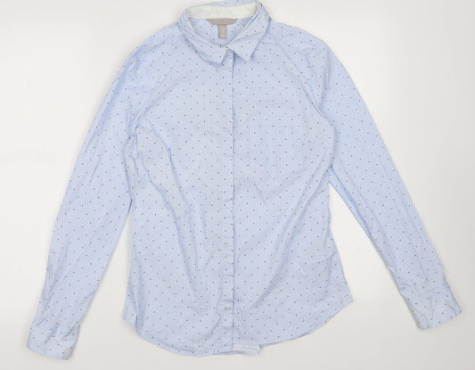 Blue Womens Pink  Cotton  Button-Up Size 8 Collared