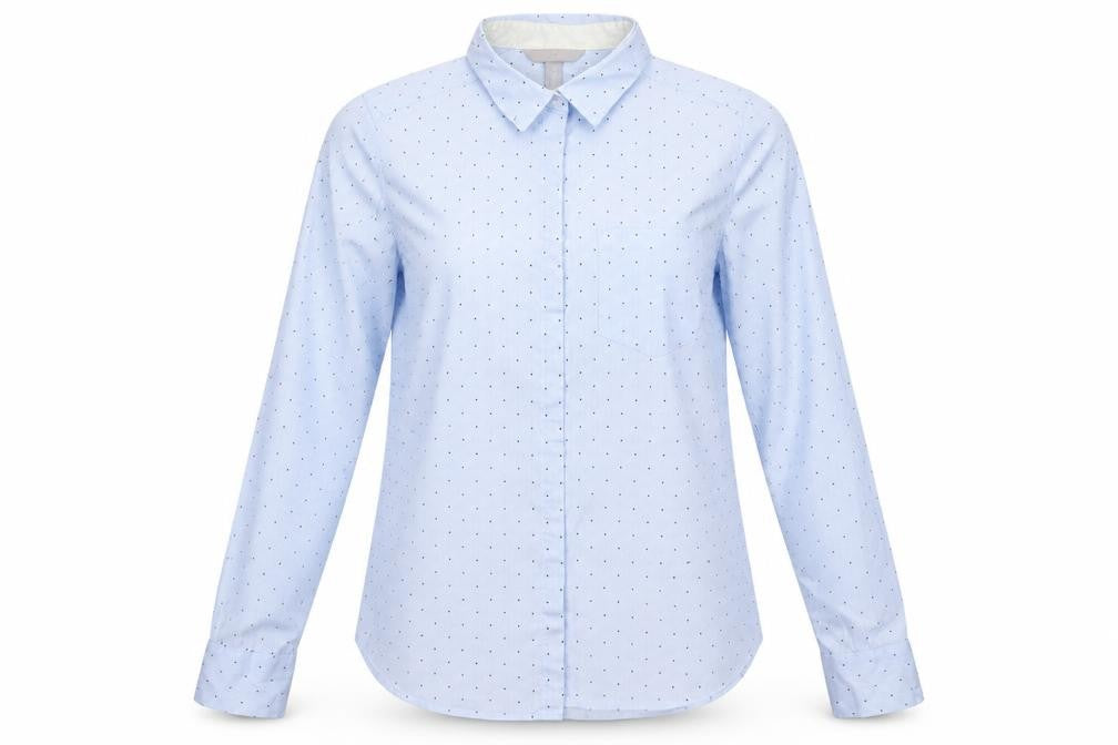 Blue Womens Pink  Cotton  Button-Up Size 8 Collared