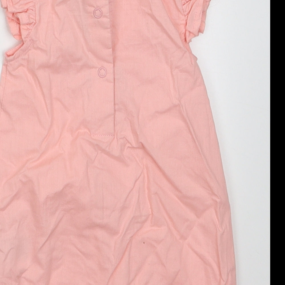 BABLUNO Girls Pink  Cotton Babygrow One-Piece Size 3-6 Months  Buckle