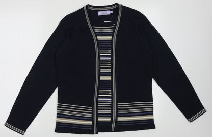 EWM Womens Blue Striped Acrylic Pullover Sweatshirt Size S  Pullover