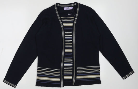 EWM Womens Blue Striped Acrylic Pullover Sweatshirt Size S  Pullover