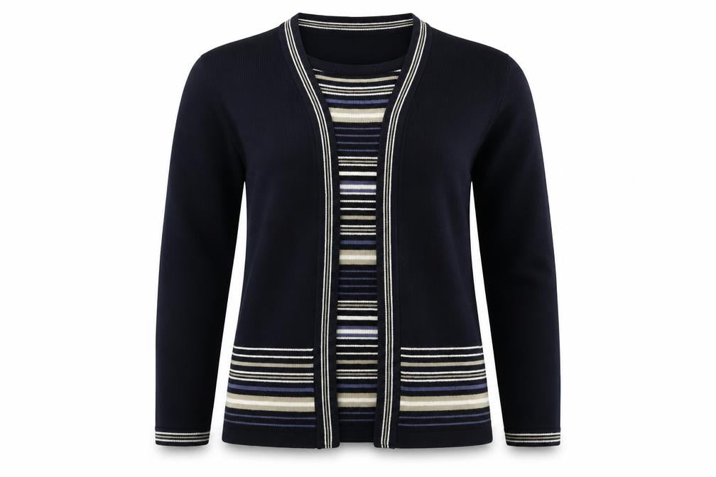EWM Womens Blue Striped Acrylic Pullover Sweatshirt Size S  Pullover