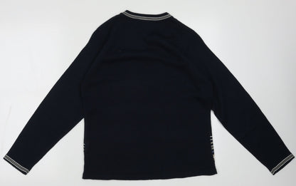 EWM Womens Blue Striped Acrylic Pullover Sweatshirt Size S  Pullover
