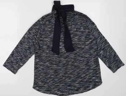 EWM Womens Blue Striped Coir Pullover Sweatshirt Size S  Tie