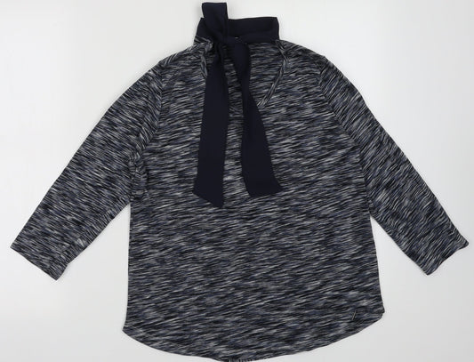 EWM Womens Blue Striped Coir Pullover Sweatshirt Size S  Tie