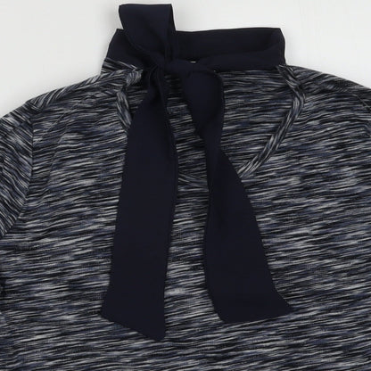 EWM Womens Blue Striped Coir Pullover Sweatshirt Size S  Tie