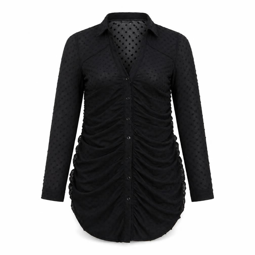 ASOS Womens Black Polka Dot Polyester A-Line  Size 8  V-Neck Button