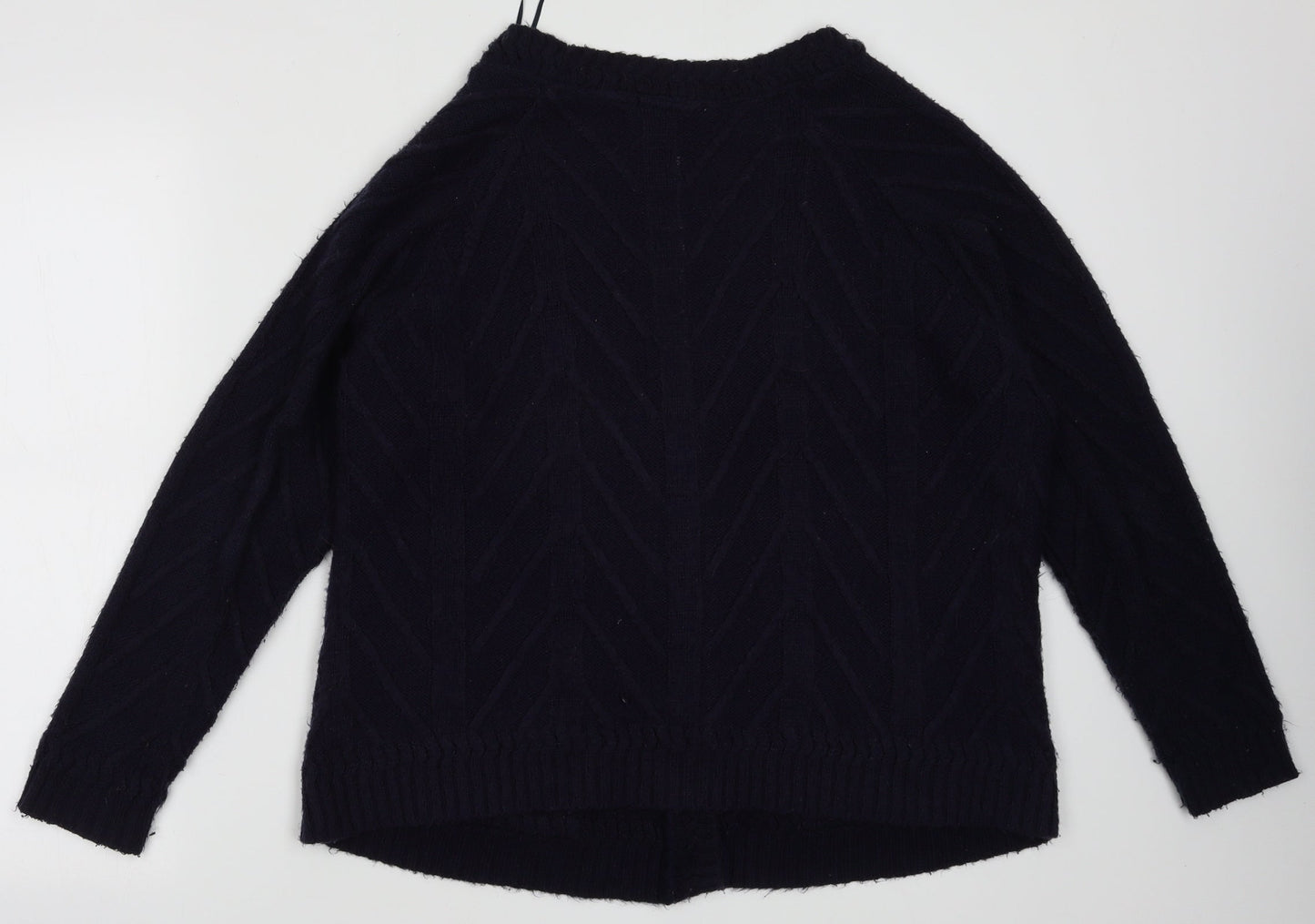 Preworn Womens Blue V-Neck Argyle/Diamond Acrylic Cardigan Jumper Size S