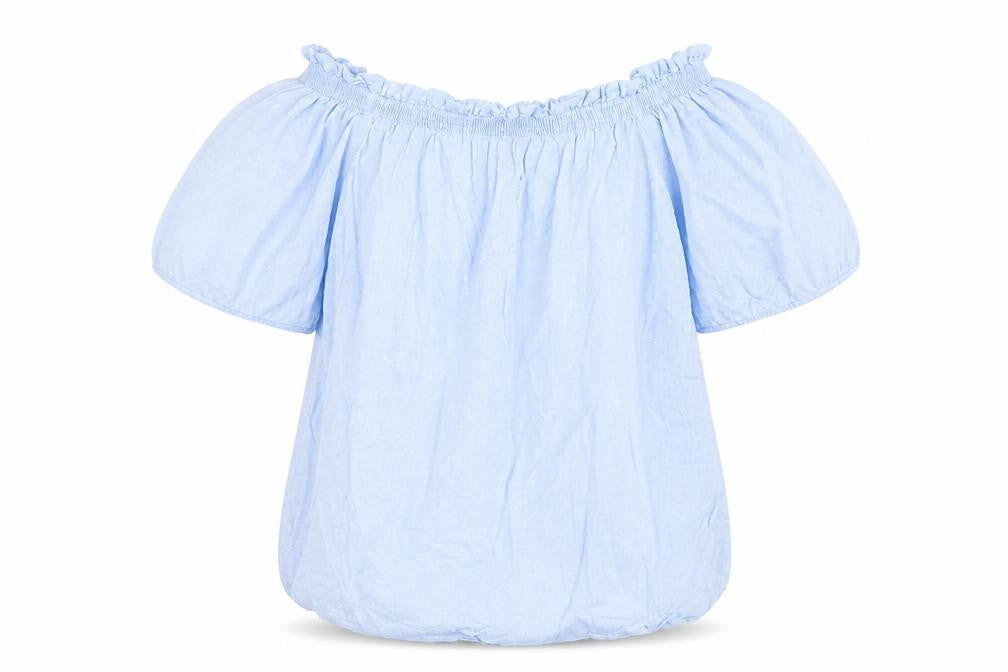 H&M Womens Blue  Cotton Basic Blouse Size 8 Off the Shoulder