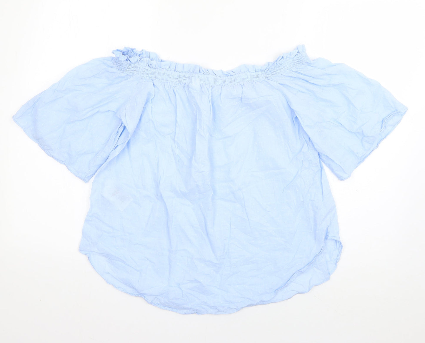 H&M Womens Blue  Cotton Basic Blouse Size 8 Off the Shoulder