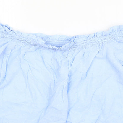 H&M Womens Blue  Cotton Basic Blouse Size 8 Off the Shoulder