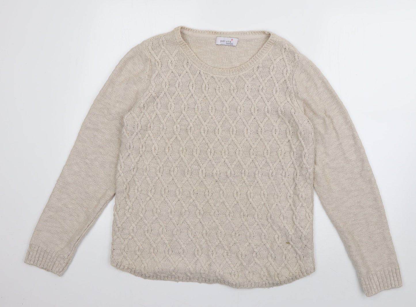 Per Una Womens Beige Scoop Neck  Acrylic Pullover Jumper Size 12