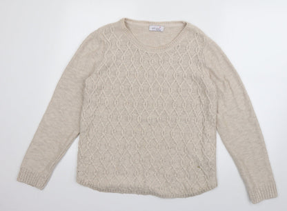 Per Una Womens Beige Scoop Neck  Acrylic Pullover Jumper Size 12