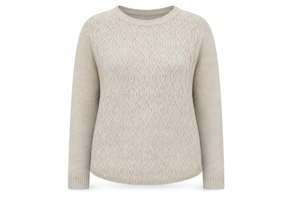 Per Una Womens Beige Scoop Neck  Acrylic Pullover Jumper Size 12