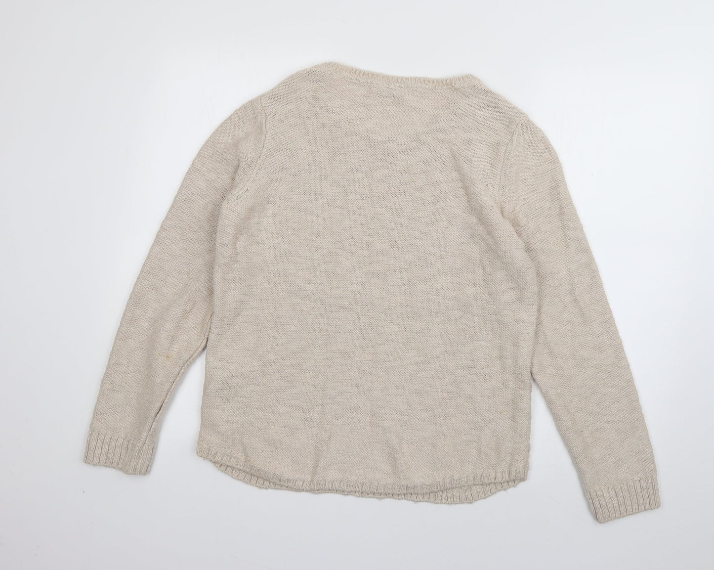 Per Una Womens Beige Scoop Neck  Acrylic Pullover Jumper Size 12