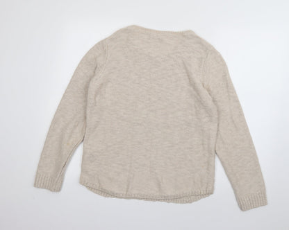 Per Una Womens Beige Scoop Neck  Acrylic Pullover Jumper Size 12