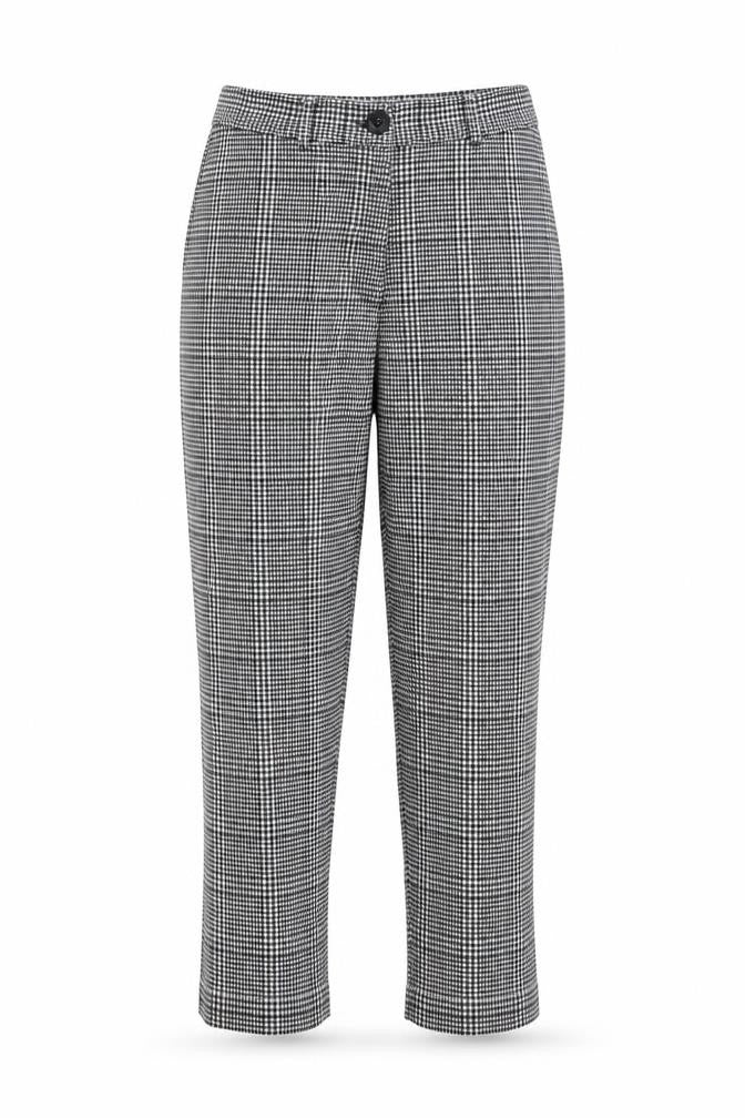 Boohoo Womens Black Houndstooth Polyester Trousers  Size 8 L24 in Regular Zip