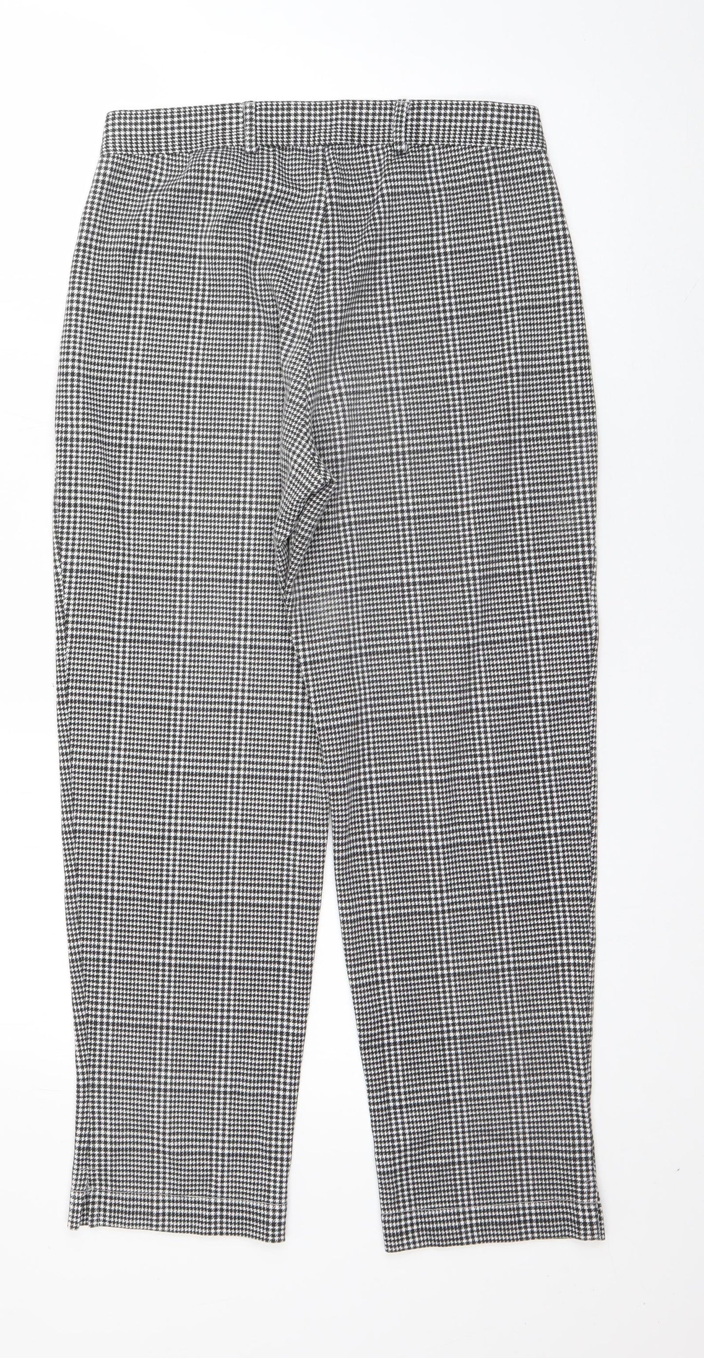 Boohoo Womens Black Houndstooth Polyester Trousers  Size 8 L24 in Regular Zip