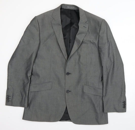 Karl Jackson Mens Grey  Polyester Jacket Suit Jacket Size L