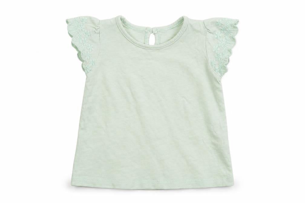 Matalan Girls Green  Cotton Basic T-Shirt Size 3-6 Months Round Neck Pullover