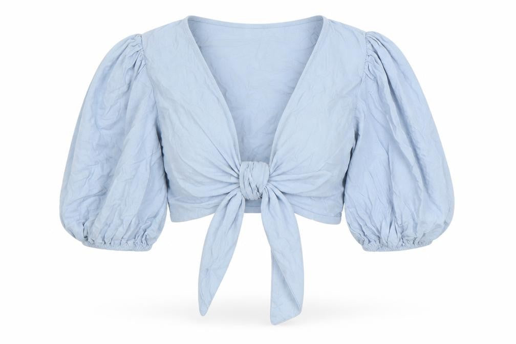 Nasty Gal Womens Blue  Cotton Basic Blouse Size 4 V-Neck
