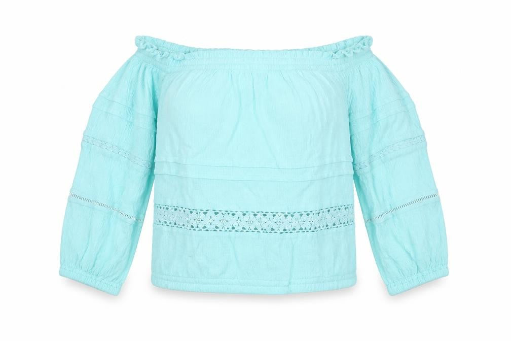 aeropostale Womens Blue  Viscose Basic Blouse Size XS Off the Shoulder