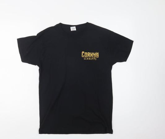 Fruit of the Loom Womens Black  Cotton Basic T-Shirt Size S Crew Neck - Schnapps
