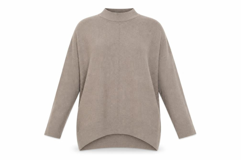 Primark Womens Beige Mock Neck  Viscose Tunic Jumper Size 12