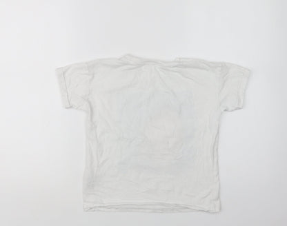 Marks & Spencer Girls White  Cotton Basic Polo Size 8-9 Years Crew Neck