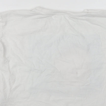Marks & Spencer Girls White  Cotton Basic Polo Size 8-9 Years Crew Neck
