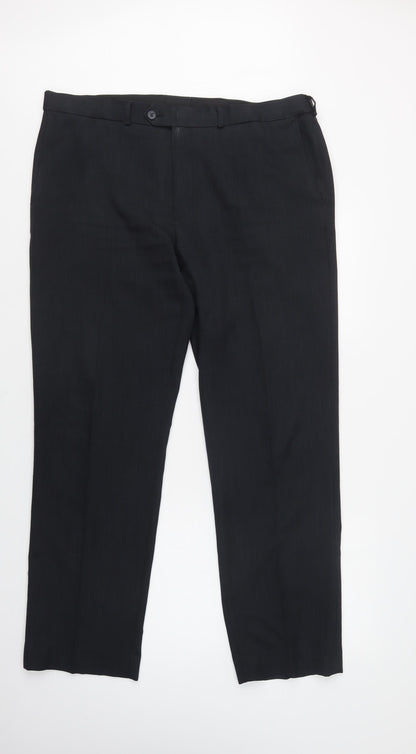 Preloved EWM Mens Black  Polyester Dress Pants Trousers Size 38 L31 in Regular Button - Front