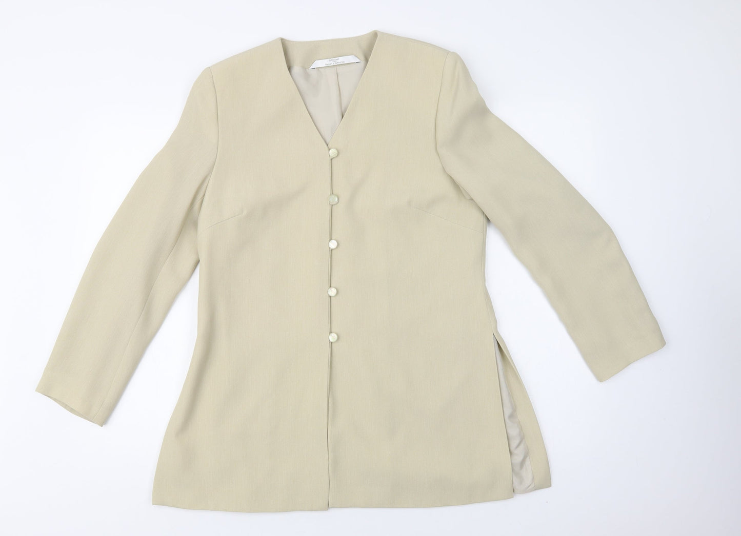 M&S Womens Beige   Jacket Blazer Size 12  Button